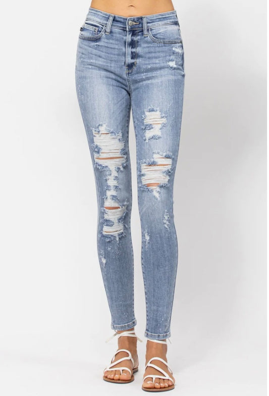 Judy Blue bleach splatter skinny jeans