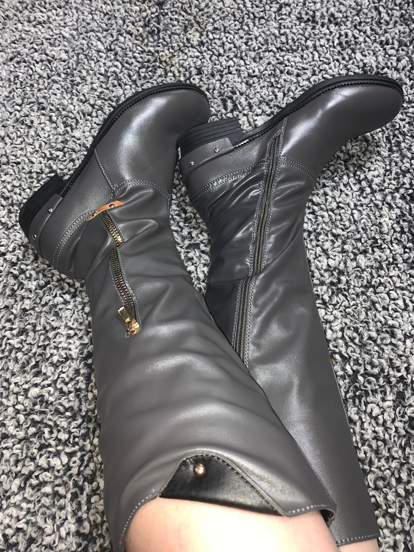 Grey Zipper Boots